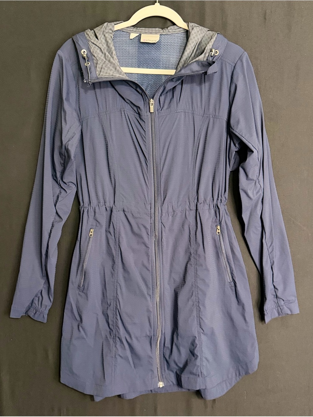 Athleta Navy Hooded Packable rain jacket windbreaker Jacket lightweight - Picture 2 of 16
